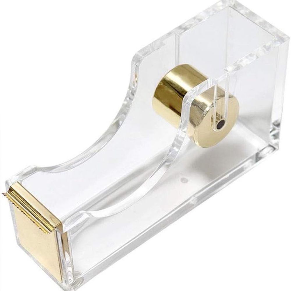 Clear Acrylic Tape Dispenser with Gold Accents New And Box